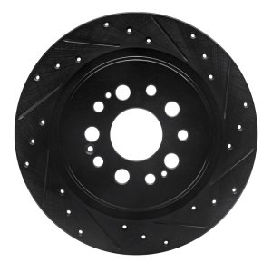 Acura RDX Brake Rotor (1) - Rear Right - R1 Concepts - Drilled & Slotted - Black - `17-`25